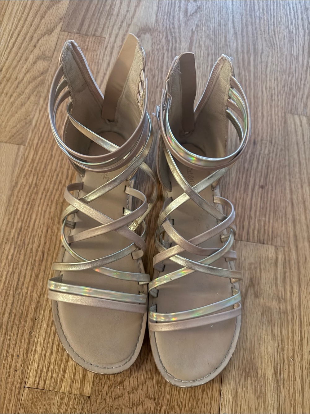 Cat & Jack Strappy Metallic Nude Gladiator Sandals